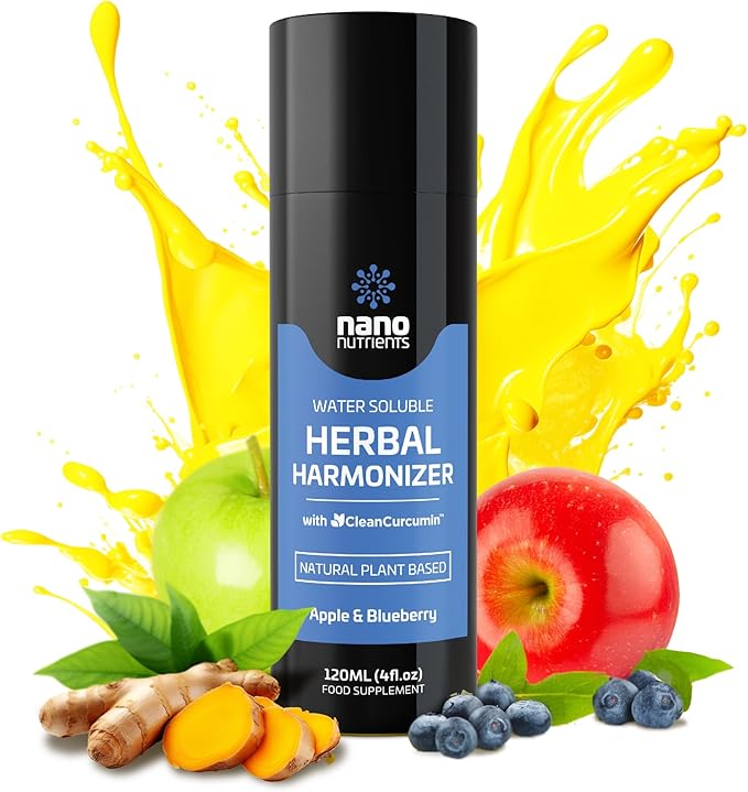 Herbal Harmonizer with CleanCurcumin(TM) - Multi Botanical Antioxidants Supplement - Water Soluble - Nano Curcumin - Holistic Wellness Defender - Healthy Drink Mix (4 fl.oz, Apple and Blueberry)