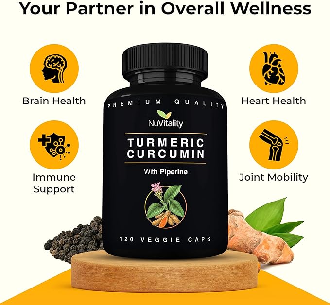 Turmeric Curcumin with Black Pepper Extract (Piperine) - 120 Veggie Tumeric Capsules - Premium 95% Standardized Curcuminoids - High Absorption & Potency - Joint Support Supplement
