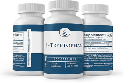 Pure Original Ingredients L-Tryptophan, (100 Capsules) Always Pure, No Additives Or Fillers, Lab Verified