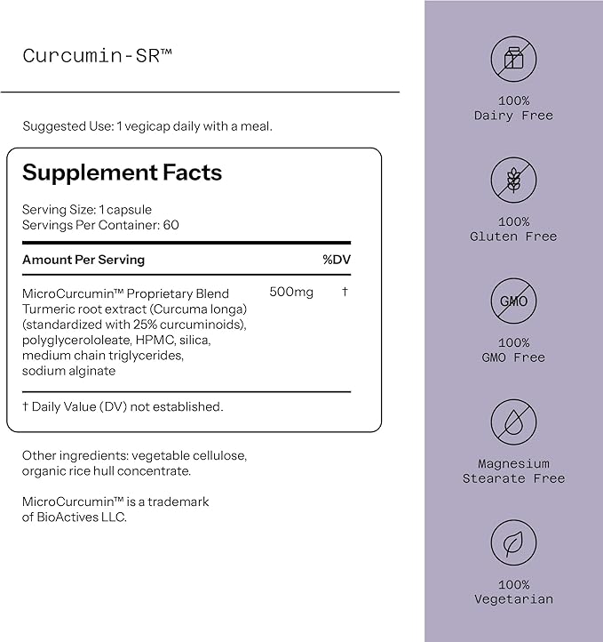 Quality of Life - Healthy Aging - Inflammation Support - Curcumin-SR - 60 Vegicaps