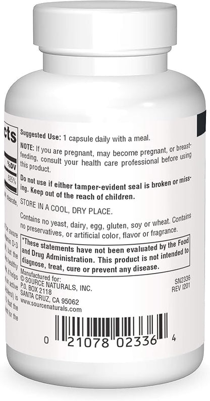 Source Naturals Vitamin D-3 Bioactive Form for Bone & Immune Health* 5000 iu - 60 Capsules