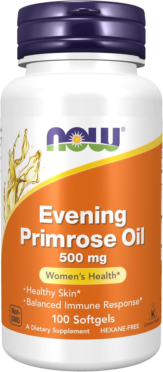 NOW Foods Supplements, Evening Primrose Oil 500 mg with Naturally Occurring GLA (Gamma-Linolenic Acid), 100 Softgels