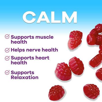 Magnesium Gummies Supplement - High Absorption Magnesium Citrate Supplement for Adults & Kids - Nature's Calm Magnesio Gummy Dietary Supplements for Bone, Muscle Health, Heart Support - 120 Gummies