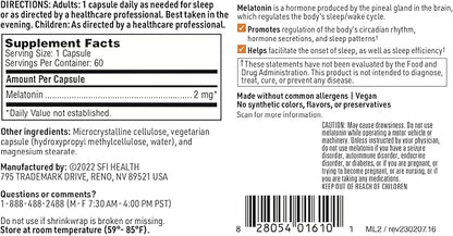 Klaire Labs Melatonin-SR - Sustained 'Time Release' Melatonin 2mg Capsules - Sleep Support for Men & Women (60 Capsules)