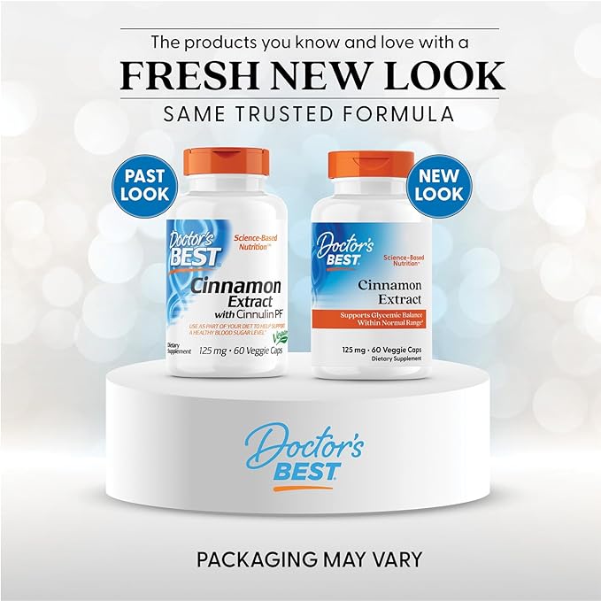Doctors BEST Cinnamon Extract Cinnulin PF, Supports Glycemic Balance Already Within Normal Range, Non-GMO, Gluten Free, Vegan 60 Veggie Caps