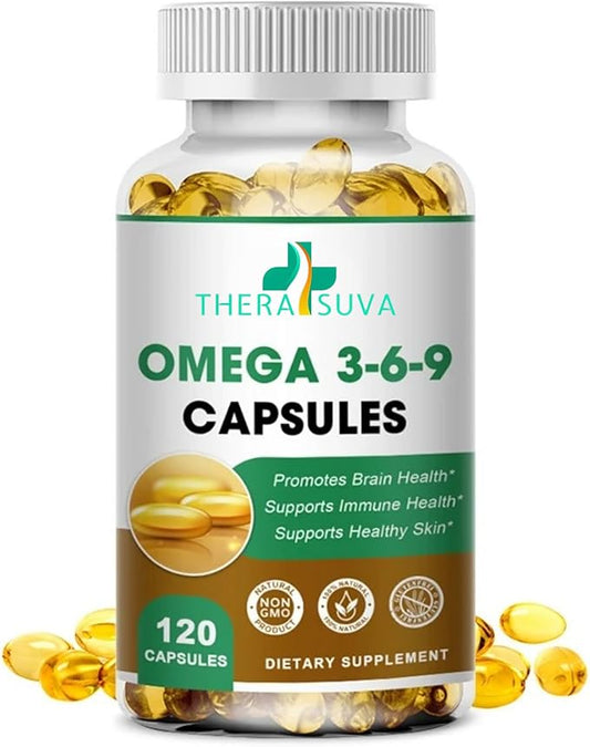 High-Potency Omega 3-6-9, 100% Vegan Sourced Natural Supplement for Heart and Joint Health 120 Softgels, 60 Day Supply