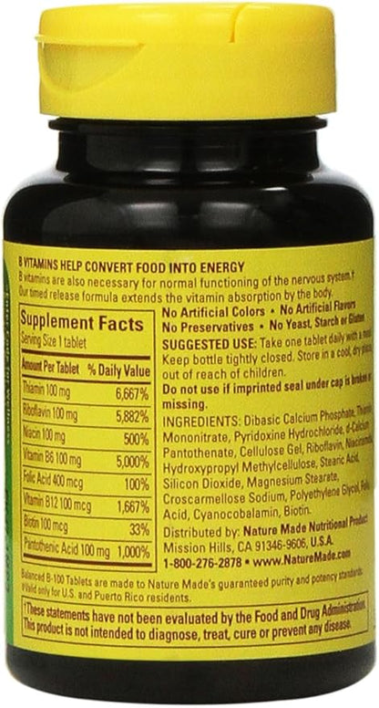 Nature Made Time-Release Balanced B-100, 60 Tablets (Pack of 2)