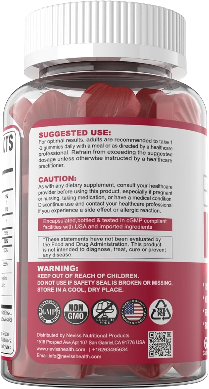 Beet Root Gummies with Iron, Methyl B12, Folate, Vitamin C, Increase Nitric Oxide & Iron Levels, Energy Support, Fight Fatigue, Beetroot & Gentle Iron Supplement for Women Men, Sugar Free, 60 Counts