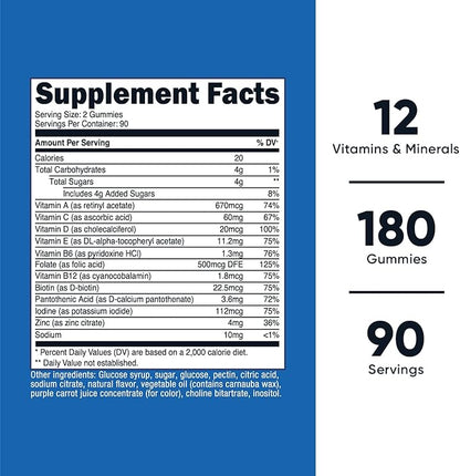 Nutricost Multivitamin Gummies, 180 Gummies (Mixed Berry Flavored) - 90 Serv, Gluten Free, Non-GMO and Vegetarian Friendly