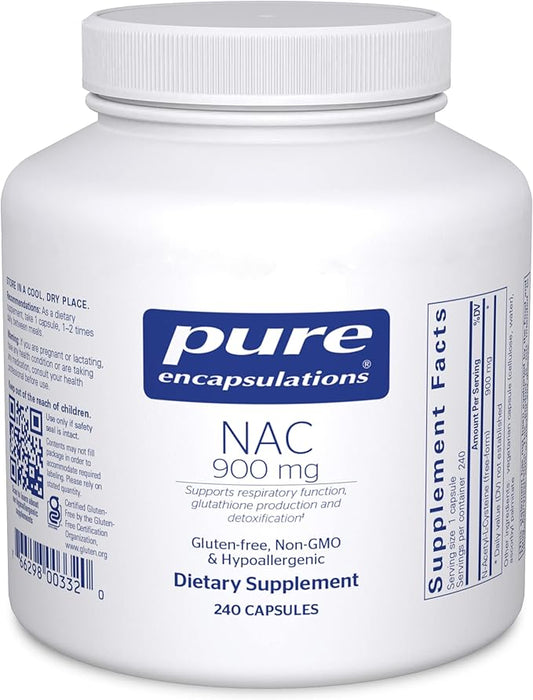 Pure Encapsulations NAC 900 mg - N-Acetyl Cysteine Amino Acid Supplement for Lung & Immune Support, Liver & Antioxidants* - 240 Capsules