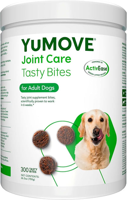 Dog Joint Supplement, Hip and Joint Supplement for Dogs with Glucosamine, Hyaluronic Acid, and Green Lipped Mussel and Omegas, Relief for Dog Hip and Joint Aches and Stiffness, by YuMOVE - 300 Bites