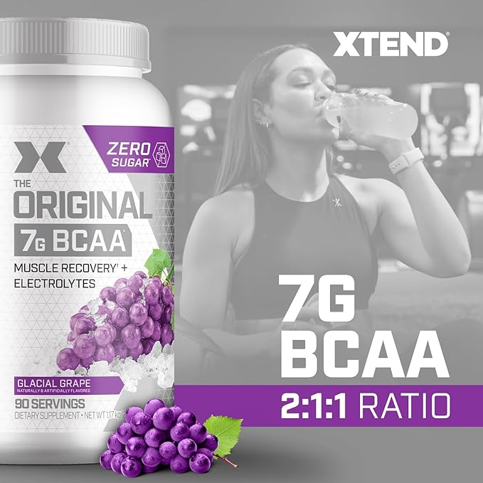 XTEND Original BCAA Powder 7g BCAA and 2.5g L-Glutamine, Sugar Free Post Workout Muscle Recovery Drink with Amino Acids for Men & Women, 90 Servings