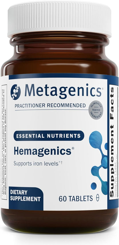 Metagenics Hemagenics - Iron Supplement - Non-Constipating - Vitamin B12, B6 & Folate - Supports Formation & Maintenance of Healthy Red Blood Cells* - Non-GMO, Gluten-Free & Vegetarian - 60 Tablets