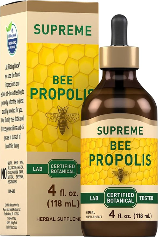 Piping Rock Bee Propolis Tincture | 4 Fl Oz | Certified Botanical Extract Liquid | Non-GMO, Gluten Free Supplement
