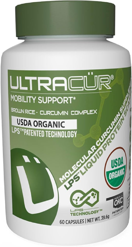 Organic USDA Certified - LPS™ Turmeric Curcumin - The Curcumin You Can Feel!™ US Patented Technology - 70% of People Feel a Significant Difference in A Week, 50% in 24 Hours! (60 Count)