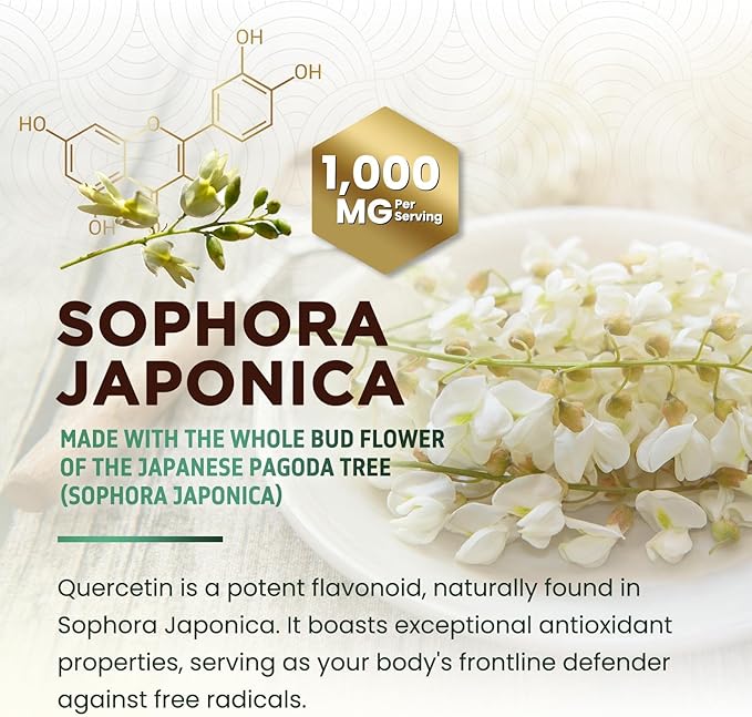 Quercetin 500mg Capsules - Extra Strength Quercetin Supplements 1000mg Serving - Antioxidants & Bioflavonoids Support for Immune, Heart & Cellular Health - Non-GMO & Gluten Free - 120 Veggie Capsules