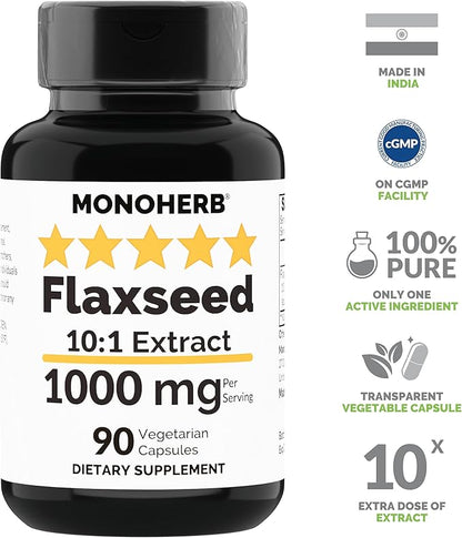 Flaxseed Extract 1000 mg - 90 Vegetarian Capsules