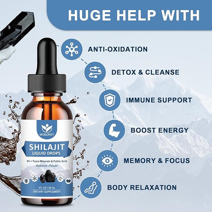Pure Himalayan Shilajit Liquid Supplement - Energy & Immune Support, Contain 85+ Trace Minerals & Fulvic Acid, Pure Shilajit Resin Liquid Drop for Men & Women, Natural Flavor, 1 Fl Oz (2 Pack)
