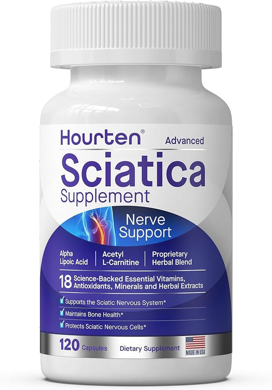 Advanced Sciatic Nerve Support Relief: Alpha Lipoic Acid - 18 in 1 Sciatica Supplements - Vitamin B Complex - Made in USA (120 Capsules)