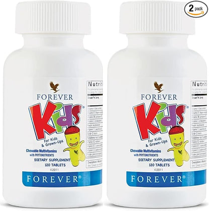Forever Living - Kids Chewable Multivitamin - Grape Flavor for Healthy Growth and Development - No Artificial Flavors - 120 Tablets (Pack of 2)