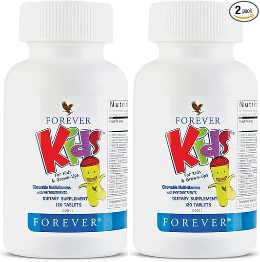 Forever Living - Kids Chewable Multivitamin - Grape Flavor for Healthy Growth and Development - No Artificial Flavors - 120 Tablets (Pack of 2)