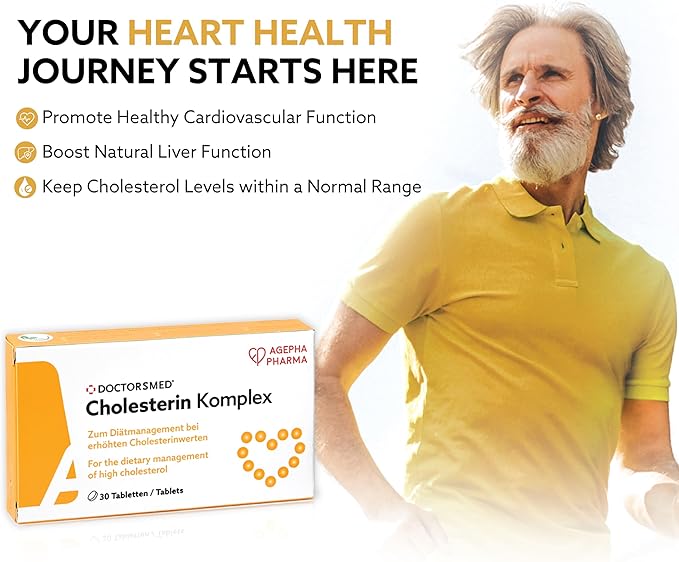 Cholesterin Komplex | 30 Vegan Tablets | Supplement to Maintain Cholesterol Levels | Red Yeast Rice Extract with Monacolin K | Gluten-Free, Lactose-Free | Manufactured in Europe
