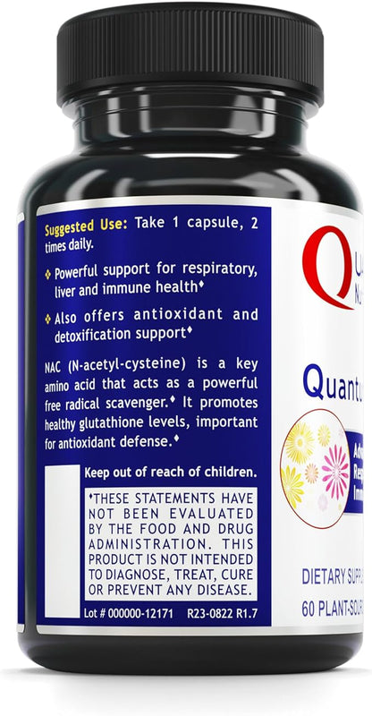 Quantum Nutrition Labs NAC - N-Acetyl-L-Cysteine, Liver & Immune Support, NAC Supplement, N-Acetyl Cysteine, 300mg NAC Per Capsule - 60 Vegetarian Capsules