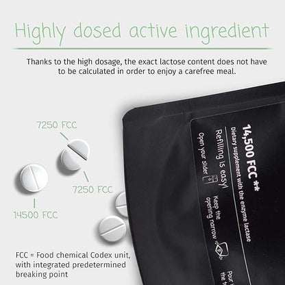 LactoJoy Lactase Pills I 240 Pieces Refill Package I Powerful Lactase Enzymes for Lactose Intolerance I Ultra Pure Lactase for Improved Digestion I 100% Vegan