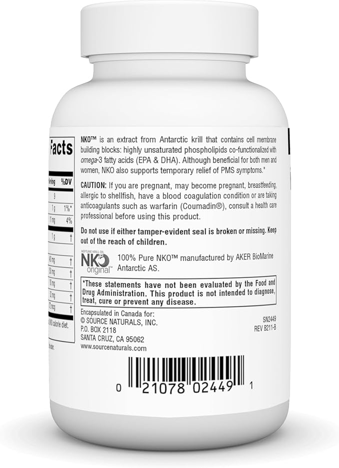 Source Naturals NKO Neptune Krill Oil, Supports Heart Health and Cell Membrane Integrity*, 1,000 mg - 60 SoftGels