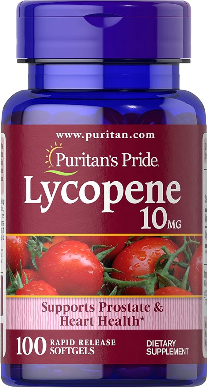 Puritan's Pride Lycopene, Supplement for Prostate and Heart Health Support* 10 Mg Softgels, 100 Count (Pack of 2)