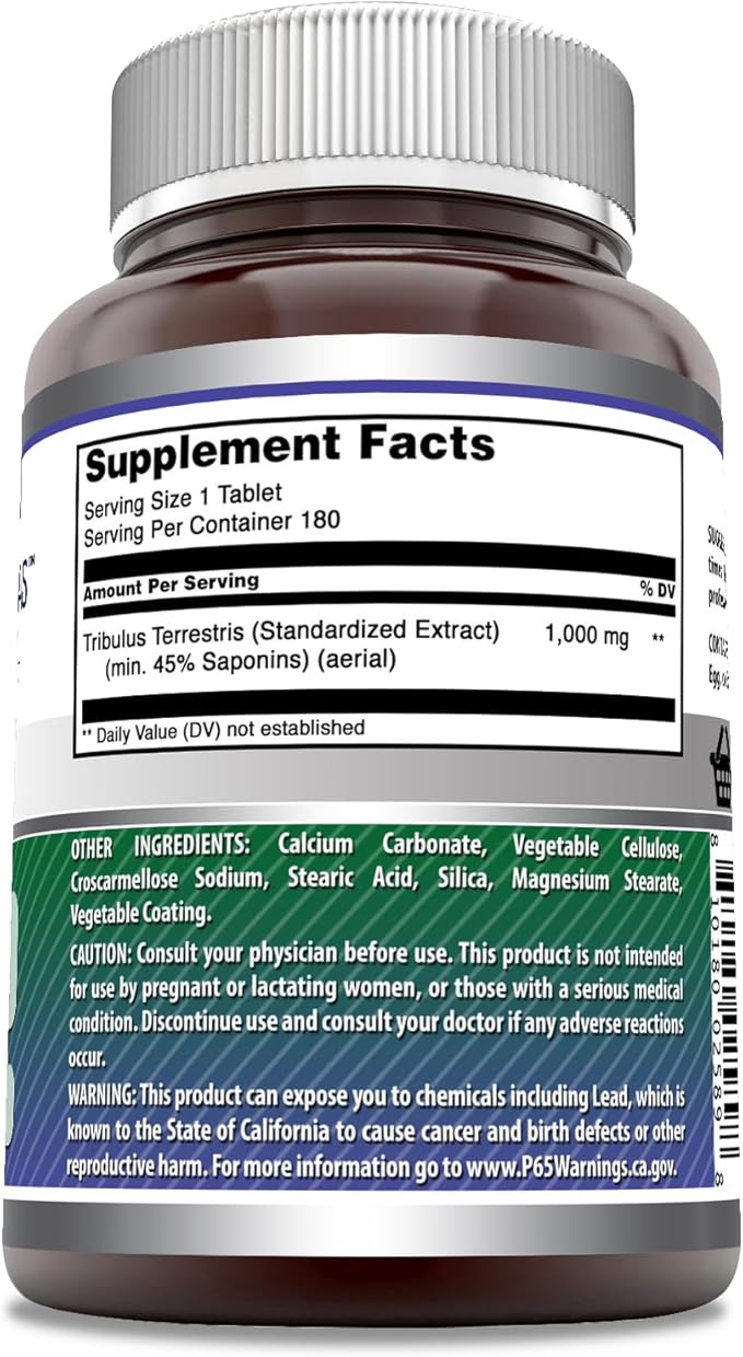 Amazing Formulas Tribulus Extract Supplement | 1000 Mg Per Serving | 180 Tablets | Non-GMO | Gluten Free | Made in USA