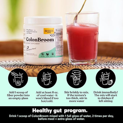 ColonBroom Psyllium Husk Powder Sugar Craving Suppressant - Chromium Picolinate 200mcg, 2 Items - Colon Cleanser Fiber Supplement (50 Servings) + Sugar Craving Suppressant (60 Servings)