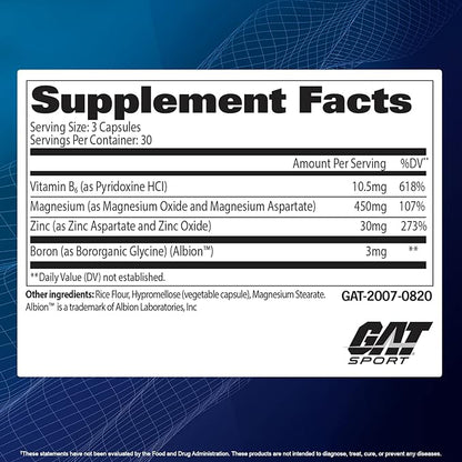 GAT Sport Essentials ZMAG-T Zinc, Magnesium, B6 + Boron, 90 Veg Capsules