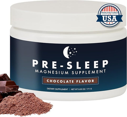 Natural Pre-Sleep Aid for Adults | Cocoa | Chamomile | Magnesium Glycinate 200mg | Vitamin B6 | Vitamin D | Gluten-Free | Zero Sugar | Non-Habit Forming | Sleep Support | 30-day Supply