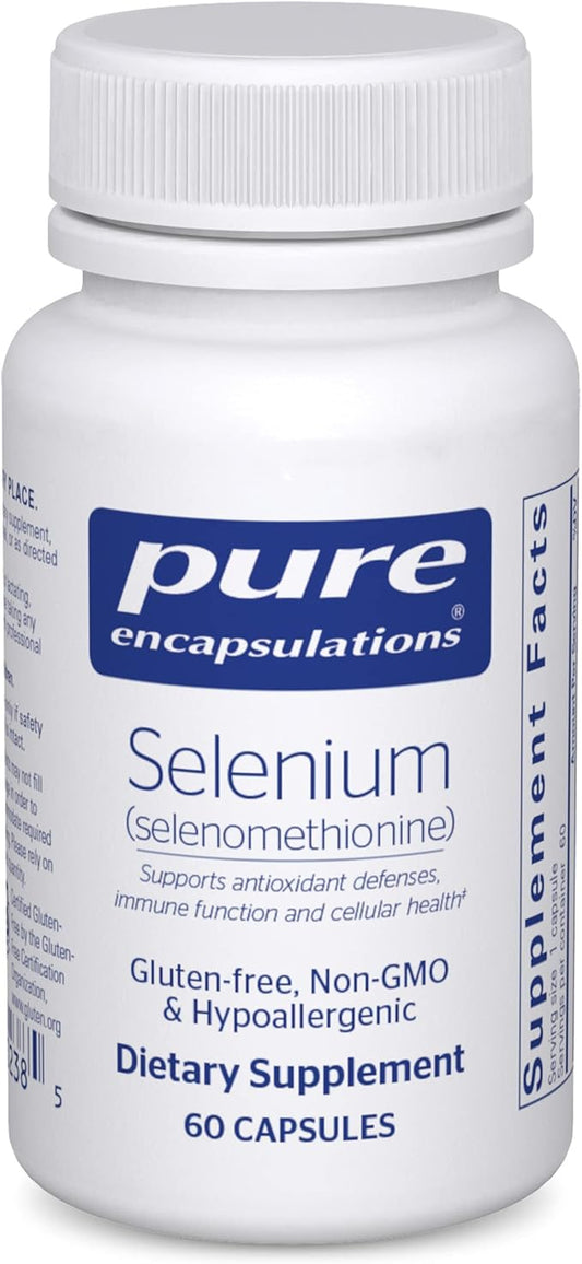 Pure Encapsulations Selenium - 200 mcg - for Healthy Cellular Function, Immune System & Antioxidant Defenses - Mineral Supplement - Vegan & Gluten Free - 60 Capsules