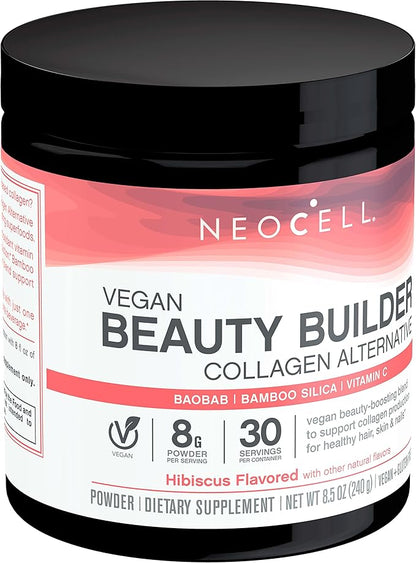 NeoCell Vegan Beauty Builder Collagen Alternative; Plant-Based Vegan Collagen-Booster Supports Collagen Production; Hibiscus Flavored; 8 g Powder/Serv; 30 Servs; 8.5 Oz,* (Pack of 2)