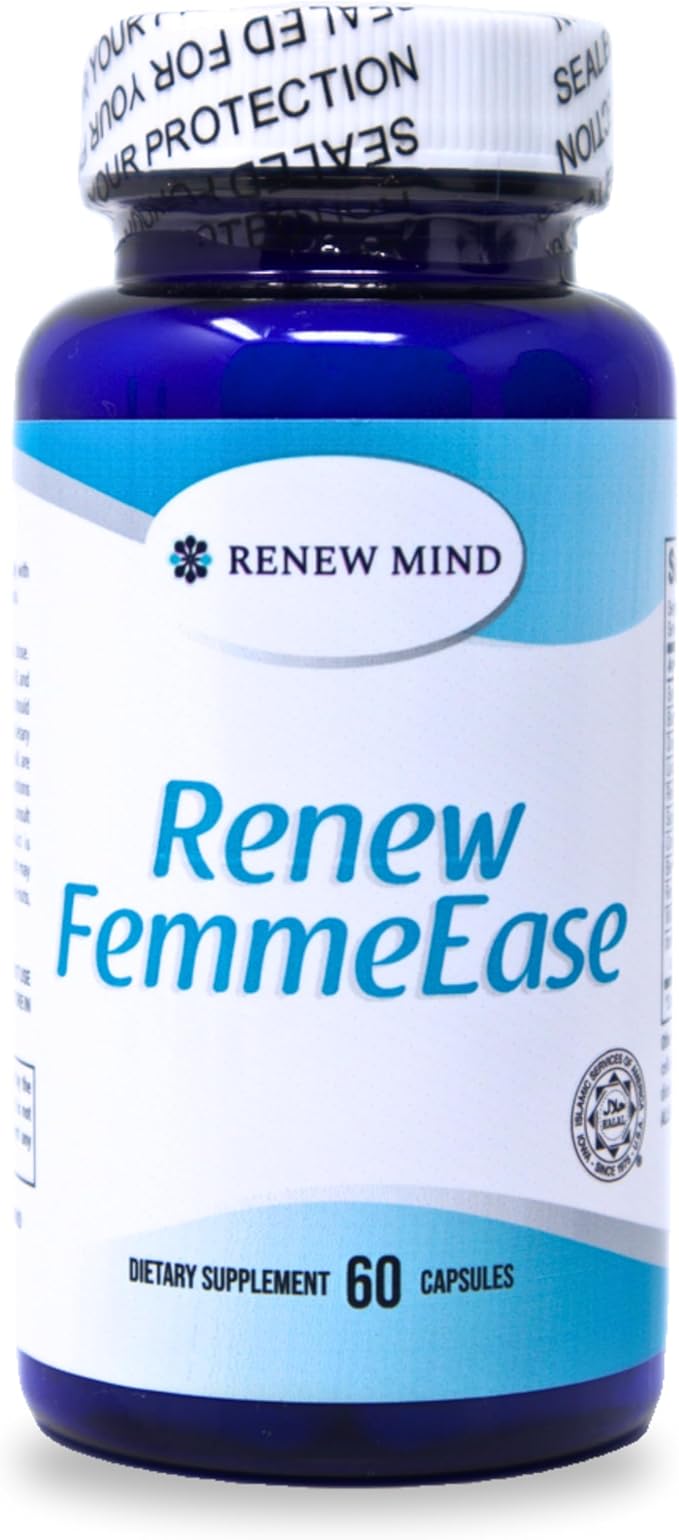Renew FemmeEase – Hormone Balance Support Supplement for Women | with Black Cohosh, Dong Quai, Chasteberry & Wild Yam | Halal Certified | 60 Vegan Capsules