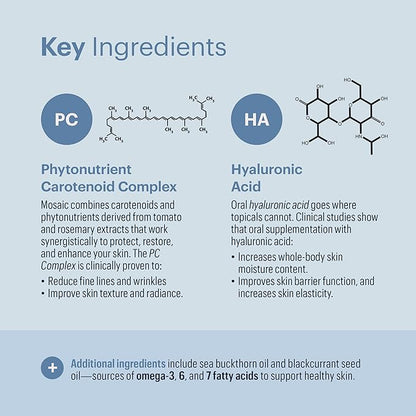 ELYSIUM Mosaic - Hyaluronic Acid Supplement - Clinically Proven - Fights Fine Lines & Skin Aging - Collagen Supplement - 30-Day Supply (Vegan Softgels)