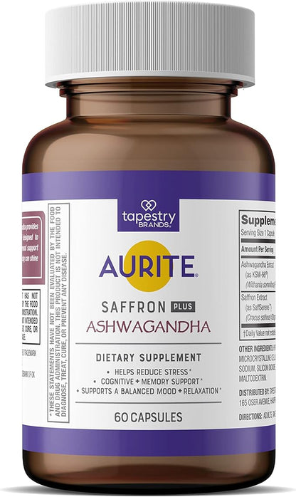 Saffron Supplement | Stress Management, Herbal Mood Support, Long-Term Memory, for Women & Men. (60 Count (Pack of 1), Saffron + Ashwagandha)