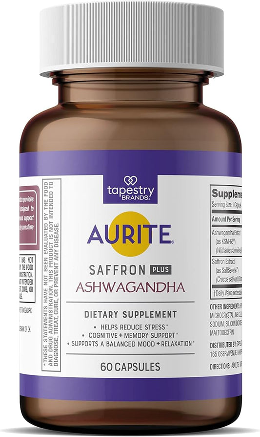 Saffron Supplement | Stress Management, Herbal Mood Support, Long-Term Memory, for Women & Men. (60 Count (Pack of 1), Saffron + Ashwagandha)