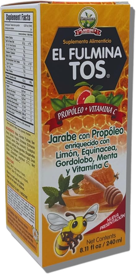 Jarabe Vitamina C (8.11oz) - Syrup with Propolis, Lemon, Great Mullein and Vitamin C, echinacea | Nutritional Supplement