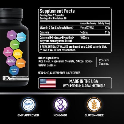 Liquid Melatonin 3mg and Advanced HMB and Vitamin D3 Supplement Power and Recovery Bundle