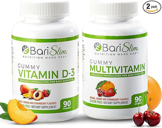 BariSlim Bariatric Multivitamin Gummies - Specially Formulated Gummy Vitamin for Patients After Weight Loss Surgery - Easy to Digest & Great Tasting Fruit Flavors | Pack of 2 (90 Fruit Chews)