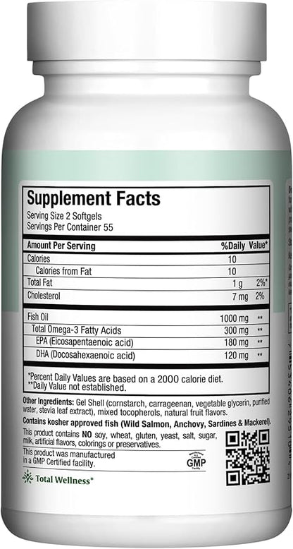 Maxi Health Omega Yums 1000 - Kid Friendly - Fruity Burst Flavor - 110 Softgel Capsules - Kosher