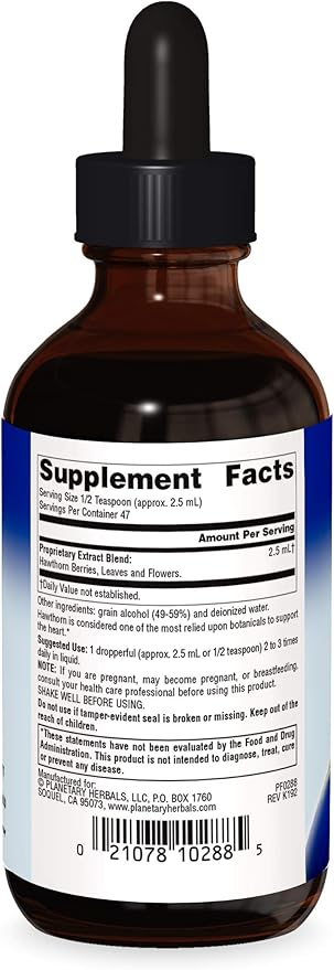 Planetary Herbals Full Spectrum Hawthorn Liquid Extract Supplement, 4 Fluid Ounce