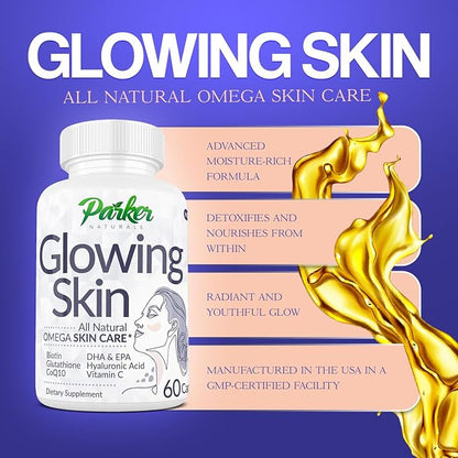 Organic Elderberry Capsules & Glowing Skin Supplement Bundle, 120 Caps Elderberry with Vitamin C & Zinc and Glutathione & Hyaluronic Acid Supplements