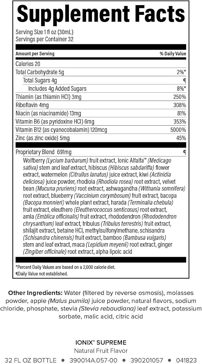 Isagenix Ionix Supreme - Drink with Niacin, Vitamin B12, Vitamin B6 and Riboflavin to Help Fight Stress - 32-Ounce Bottle (Natural Fruit Flavor)