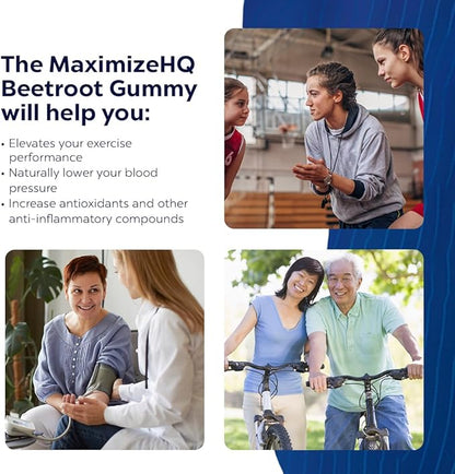 MAXIMIZE HQ Beetroot Gummies - Magnesium and Vitamin C - Fruit Juice Extract - Gluten Free