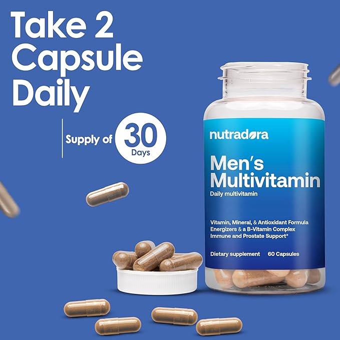 Multivitamin for Men - Daily Mens Multivitamins & Multiminerals Supplement for Vitality, Focus, & Performance, Mens Multi Vitamins A, C, D, E & B12, Zinc, Calcium, Magnesium & More Pack of 1