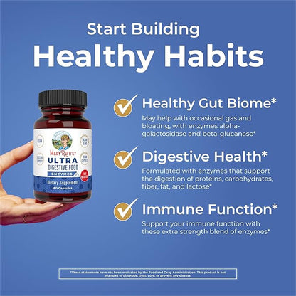 MaryRuth Organics Ultra Digestive Enzymes Capsules | Up to 2 Month Supply | Supplement for Gut Health Support | Digestion & Immune Support with Amylase | Lipase & Lactase | Vegan | 60 Count